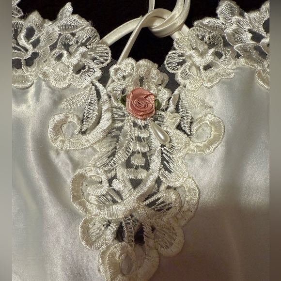 Vintage‎ California Miss Lingerie Slip Satin USA Large Strappy Ivory Lace Bride - Picture 4 of 8